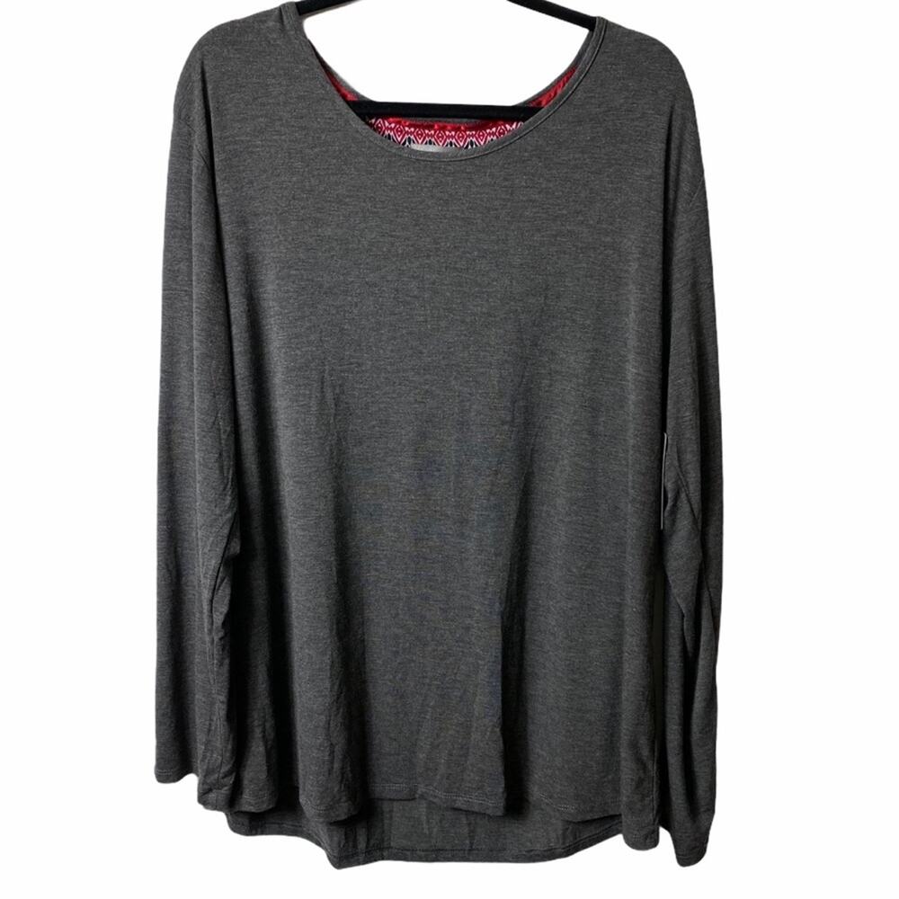 Daisy Fuentes Grey Long Sleeve Women 2X Bl…